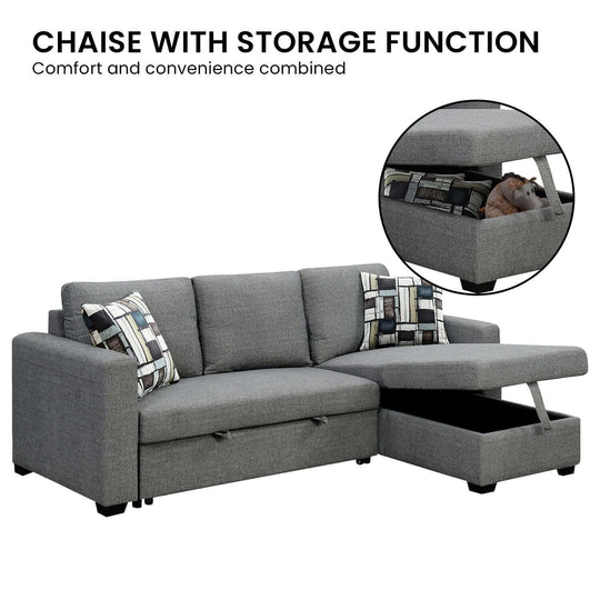 DSZ Product, feed-cond-new, feed-sl-DSZ Freight Payable, newSarantino Fontana Pullout Sofa Bed With Storage Chaise Lounge - Grey - Premium Furniture > Bar Stools & Chairs > Arm Chairs & Recliners from Sarantino ! Shop Online Buy Now at S & D's Value Store Family Business Best Customer ServiceDSZ Product, feed-cond-new, feed-sl-DSZ Freight Payable, new