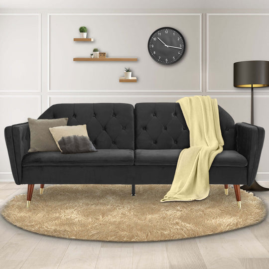 DSZ Product, feed-cond-new, feed-sl-DSZ Freight Payable, newSarantino Faux Velvet Tufted Sofa Bed Couch Futon - Black - Premium Furniture > Bar Stools & Chairs > Arm Chairs & Recliners from Sarantino ! Shop Online Buy Now at S & D's Value Store Family Business Best Customer ServiceDSZ Product, feed-cond-new, feed-sl-DSZ Freight Payable, new