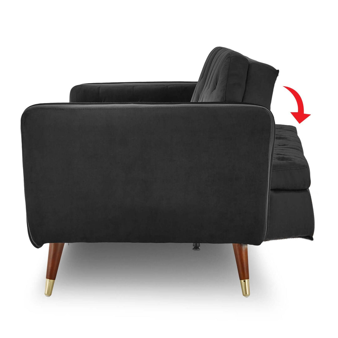 DSZ Product, feed-cond-new, feed-sl-DSZ Freight Payable, newSarantino Faux Velvet Tufted Sofa Bed Couch Futon - Black - Premium Furniture > Bar Stools & Chairs > Arm Chairs & Recliners from Sarantino ! Shop Online Buy Now at S & D's Value Store Family Business Best Customer ServiceDSZ Product, feed-cond-new, feed-sl-DSZ Freight Payable, new