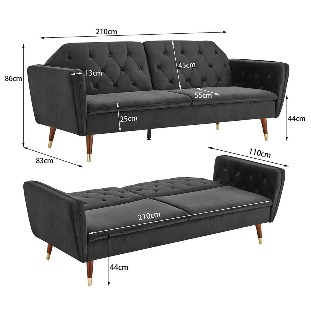 DSZ Product, feed-cond-new, feed-sl-DSZ Freight Payable, newSarantino Faux Velvet Tufted Sofa Bed Couch Futon - Black - Premium Furniture > Bar Stools & Chairs > Arm Chairs & Recliners from Sarantino ! Shop Online Buy Now at S & D's Value Store Family Business Best Customer ServiceDSZ Product, feed-cond-new, feed-sl-DSZ Freight Payable, new