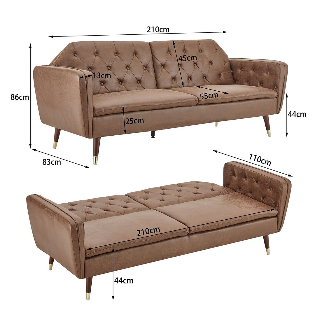 DSZ Product, feed-cond-new, feed-sl-DSZ Freight Payable, newSarantino Faux Velvet Tufted Sofa Bed Couch Futon - Brown - Premium Furniture > Bar Stools & Chairs > Arm Chairs & Recliners from Sarantino ! Shop Online Buy Now at S & D's Value Store Family Business Best Customer ServiceDSZ Product, feed-cond-new, feed-sl-DSZ Freight Payable, new