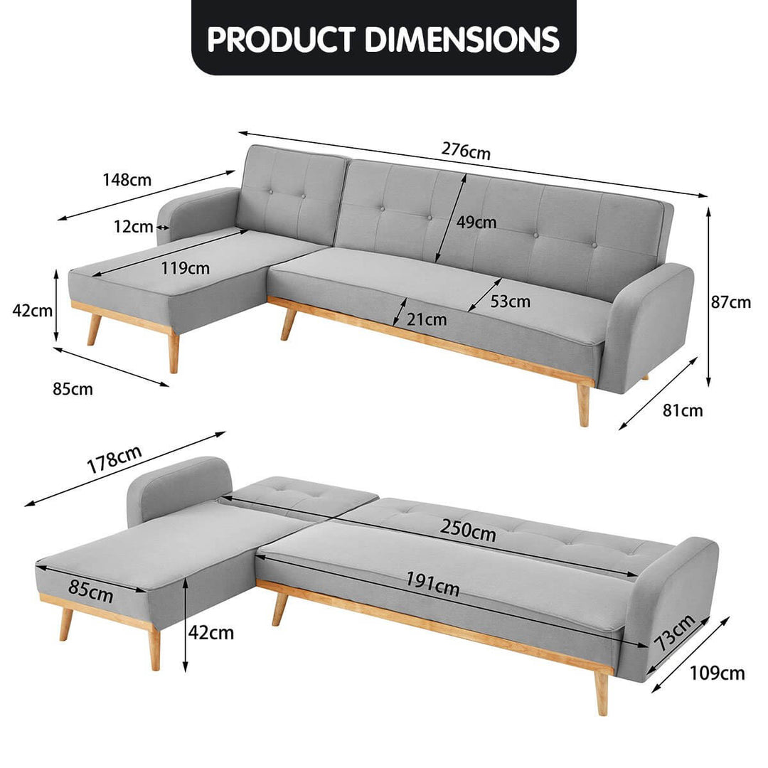 DSZ Product, feed-cond-new, feed-sl-DSZ Freight Payable, newSarantino 3 - Seater Corner Sofa Bed With Chaise Lounge - Light Grey - Premium Furniture > Bar Stools & Chairs > Arm Chairs & Recliners from Sarantino ! Shop Online Buy Now at S & D's Value Store Family Business Best Customer ServiceDSZ Product, feed-cond-new, feed-sl-DSZ Freight Payable, new