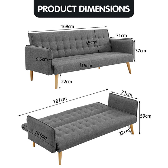 DSZ Product, feed-cond-new, feed-sl-DSZ Freight Payable, newSarantino 3 Seater Modular Linen Fabric Sofa Bed Couch Armrest Grey - Premium Furniture > Bar Stools & Chairs > Arm Chairs & Recliners from Sarantino ! Shop Online Buy Now at S & D's Value Store Family Business Best Customer ServiceDSZ Product, feed-cond-new, feed-sl-DSZ Freight Payable, new