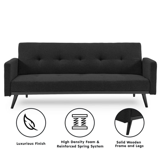 DSZ Product, feed-cond-new, feed-sl-DSZ Freight Payable, newSarantino Tufted Faux Linen 3 - Seater Sofa Bed With Armrests - Black - Premium Furniture > Bar Stools & Chairs > Arm Chairs & Recliners from Sarantino ! Shop Online Buy Now at S & D's Value Store Family Business Best Customer ServiceDSZ Product, feed-cond-new, feed-sl-DSZ Freight Payable, new