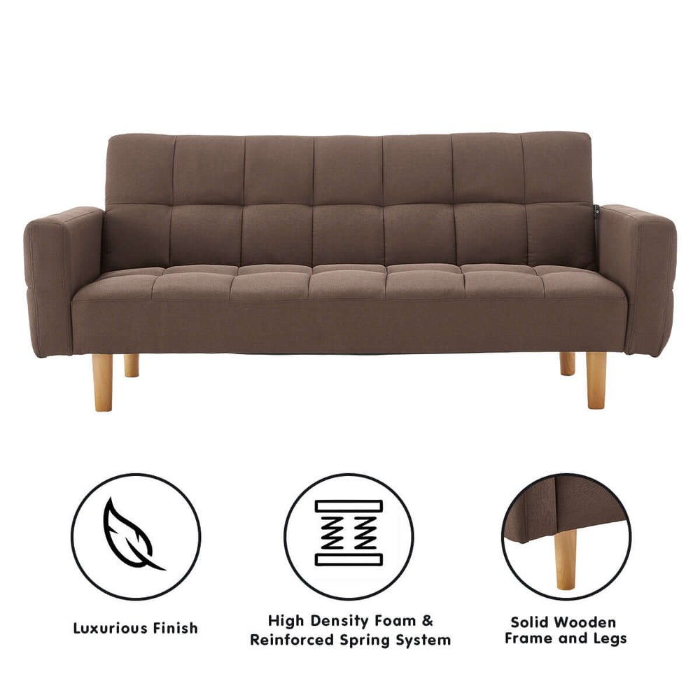 DSZ Product, feed-cond-new, feed-sl-DSZ Freight Payable, newSarantino 3 - Seater Fabric Sofa Bed Futon - Brown - Premium Furniture > Sofas > Sofas & Sofa Beds from Sarantino ! Shop Online Buy Now at S & D's Value Store Family Business Best Customer ServiceDSZ Product, feed-cond-new, feed-sl-DSZ Freight Payable, new