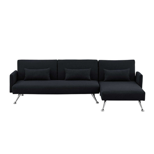 DSZ Product, feed-cond-new, feed-sl-DSZ Freight Payable, newSarantino  Mia 3 - Seater Sofa Bed With Chaise & 3 Pillows - Black - Premium Furniture > Bar Stools & Chairs > Arm Chairs & Recliners from Sarantino ! Shop Online Buy Now at S & D's Value Store Family Business Best Customer ServiceDSZ Product, feed-cond-new, feed-sl-DSZ Freight Payable, new