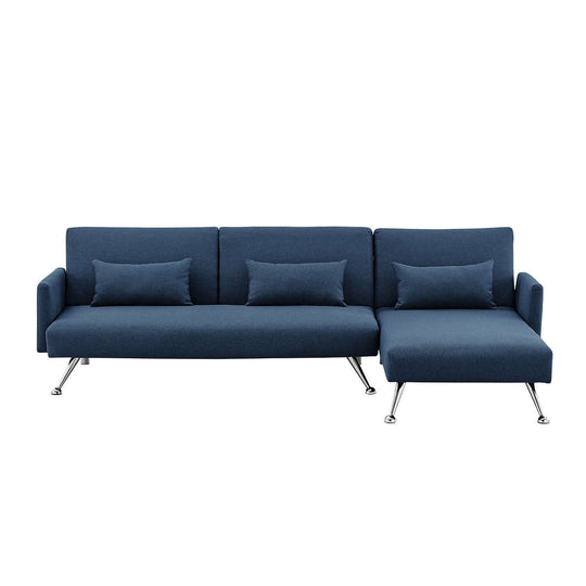 DSZ Product, feed-cond-new, feed-sl-DSZ Freight Payable, newSarantino Mia 3 - Seater Sofa Bed With Chaise & 3 Pillows - Blue - Premium Furniture > Bar Stools & Chairs > Arm Chairs & Recliners from Sarantino ! Shop Online Buy Now at S & D's Value Store Family Business Best Customer ServiceDSZ Product, feed-cond-new, feed-sl-DSZ Freight Payable, new