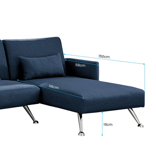 DSZ Product, feed-cond-new, feed-sl-DSZ Freight Payable, newSarantino Mia 3 - Seater Sofa Bed With Chaise & 3 Pillows - Blue - Premium Furniture > Bar Stools & Chairs > Arm Chairs & Recliners from Sarantino ! Shop Online Buy Now at S & D's Value Store Family Business Best Customer ServiceDSZ Product, feed-cond-new, feed-sl-DSZ Freight Payable, new