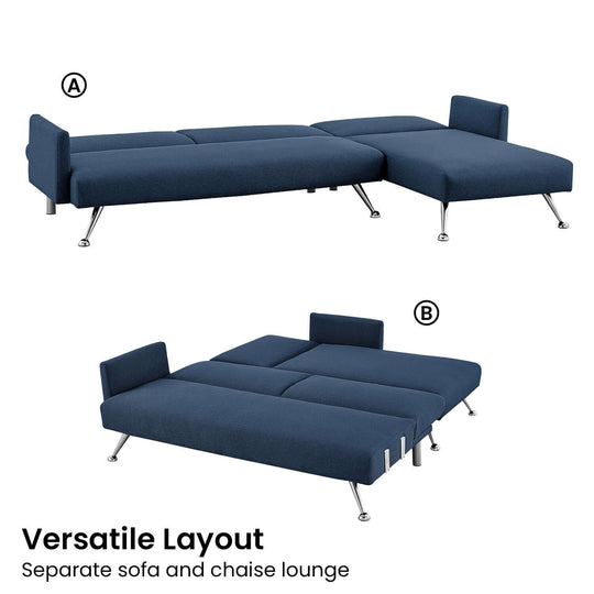 DSZ Product, feed-cond-new, feed-sl-DSZ Freight Payable, newSarantino Mia 3 - Seater Sofa Bed With Chaise & 3 Pillows - Blue - Premium Furniture > Bar Stools & Chairs > Arm Chairs & Recliners from Sarantino ! Shop Online Buy Now at S & D's Value Store Family Business Best Customer ServiceDSZ Product, feed-cond-new, feed-sl-DSZ Freight Payable, new