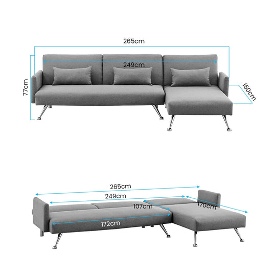 DSZ Product, feed-cond-new, feed-sl-DSZ Freight Payable, newSarantino Mia 3 - Seater Corner Sofa Bed Chaise And Pillows Dark Grey - Premium Furniture > Bar Stools & Chairs > Arm Chairs & Recliners from Sarantino ! Shop Online Buy Now at S & D's Value Store Family Business Best Customer ServiceDSZ Product, feed-cond-new, feed-sl-DSZ Freight Payable, new