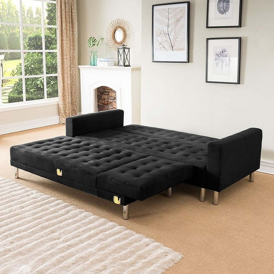 DSZ Product, feed-cond-new, feed-sl-DSZ Freight Payable, newSarantino Faux Velveteen Corner Wooden Sofa Bed Couch With Chaise Black - Premium Furniture > Bar Stools & Chairs > Arm Chairs & Recliners from Sarantino ! Shop Online Buy Now at S & D's Value Store Family Business Best Customer ServiceDSZ Product, feed-cond-new, feed-sl-DSZ Freight Payable, new