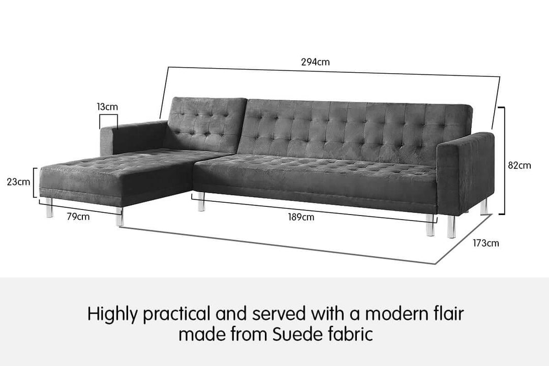 DSZ Product, feed-cond-new, feed-sl-DSZ Freight Payable, newSarantino Faux Velvet Corner Wooden Sofa Bed Couch With Chaise - Grey - Premium Furniture > Bar Stools & Chairs > Arm Chairs & Recliners from Sarantino ! Shop Online Buy Now at S & D's Value Store Family Business Best Customer ServiceDSZ Product, feed-cond-new, feed-sl-DSZ Freight Payable, new