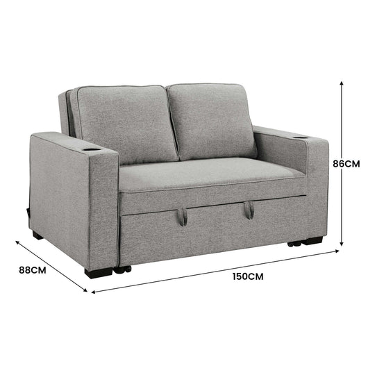 DSZ Product, feed-cond-new, feed-sl-DSZ Freight Payable, newSarantino Hoffman Linen Sofa Bed Chair With Cushions &Cup Holders Light Grey - Premium Furniture > Bar Stools & Chairs > Arm Chairs & Recliners from Sarantino ! Shop Online Buy Now at S & D's Value Store Family Business Best Customer ServiceDSZ Product, feed-cond-new, feed-sl-DSZ Freight Payable, new