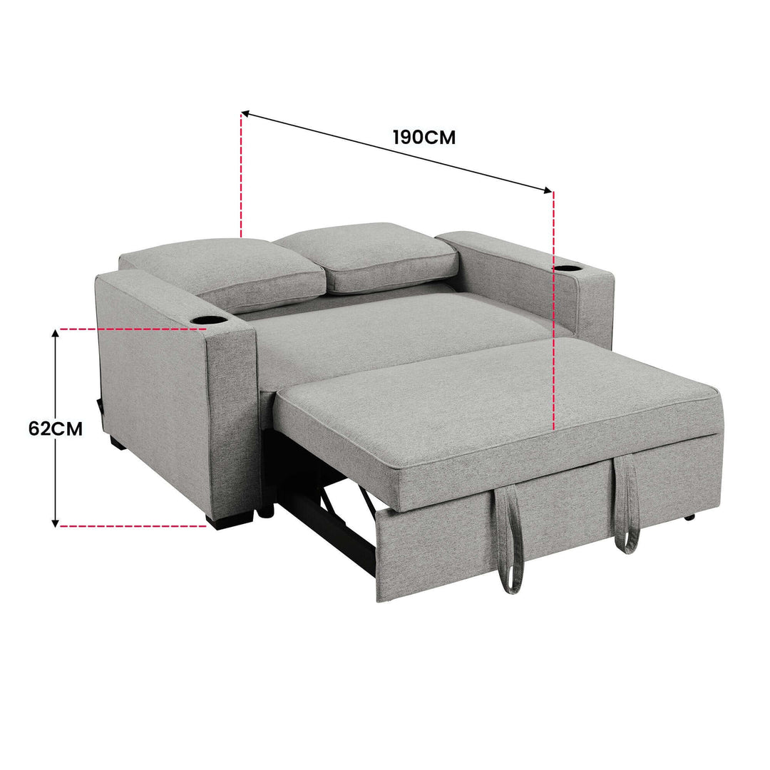 DSZ Product, feed-cond-new, feed-sl-DSZ Freight Payable, newSarantino Hoffman Linen Sofa Bed Chair With Cushions &Cup Holders Light Grey - Premium Furniture > Bar Stools & Chairs > Arm Chairs & Recliners from Sarantino ! Shop Online Buy Now at S & D's Value Store Family Business Best Customer ServiceDSZ Product, feed-cond-new, feed-sl-DSZ Freight Payable, new