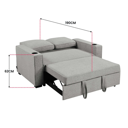 DSZ Product, feed-cond-new, feed-sl-DSZ Freight Payable, newSarantino Hoffman Linen Sofa Bed Chair With Cushions &Cup Holders Light Grey - Premium Furniture > Bar Stools & Chairs > Arm Chairs & Recliners from Sarantino ! Shop Online Buy Now at S & D's Value Store Family Business Best Customer ServiceDSZ Product, feed-cond-new, feed-sl-DSZ Freight Payable, new