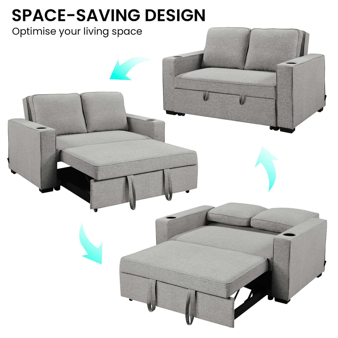 DSZ Product, feed-cond-new, feed-sl-DSZ Freight Payable, newSarantino Hoffman Linen Sofa Bed Chair With Cushions &Cup Holders Light Grey - Premium Furniture > Bar Stools & Chairs > Arm Chairs & Recliners from Sarantino ! Shop Online Buy Now at S & D's Value Store Family Business Best Customer ServiceDSZ Product, feed-cond-new, feed-sl-DSZ Freight Payable, new