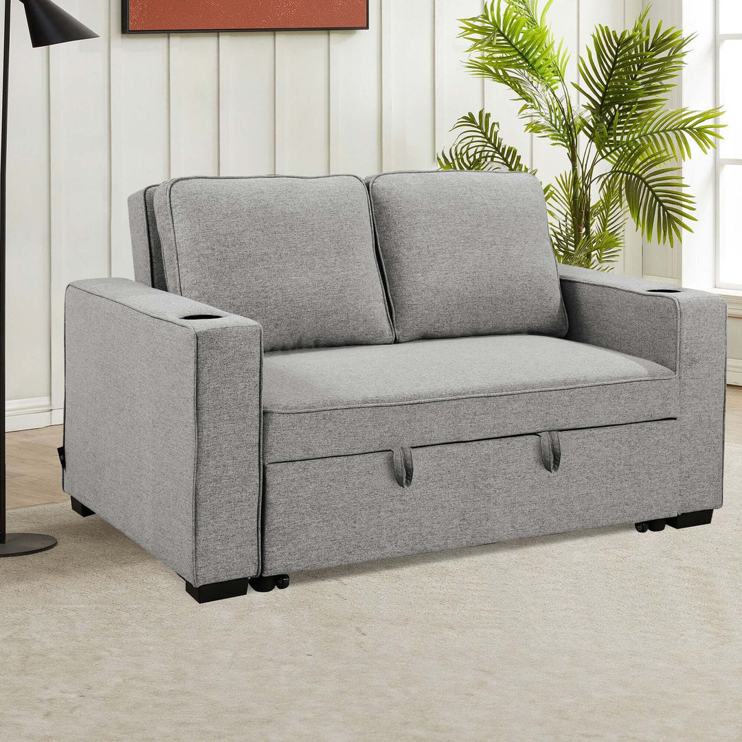 DSZ Product, feed-cond-new, feed-sl-DSZ Freight Payable, newSarantino Hoffman Linen Sofa Bed Chair With Cushions &Cup Holders Light Grey - Premium Furniture > Bar Stools & Chairs > Arm Chairs & Recliners from Sarantino ! Shop Online Buy Now at S & D's Value Store Family Business Best Customer ServiceDSZ Product, feed-cond-new, feed-sl-DSZ Freight Payable, new