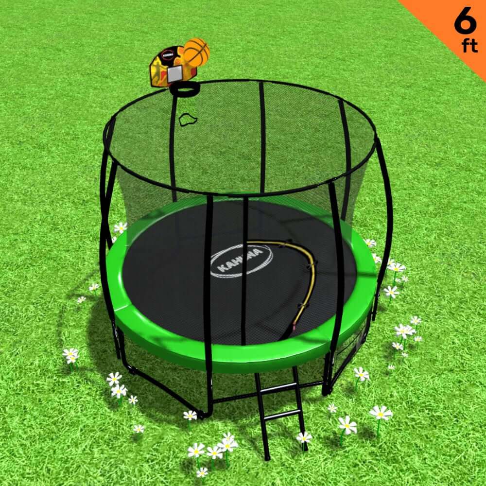 DSZ Product, feed-cond-new, feed-sl-DSZ Freight Payable, newKahuna 6Ft Outdoor Round Green Trampoline With Safety Enclosure And Basketball Hoop Set - Premium Baby & Kids > Baby & Kid's Toys > Outdoor Play Equipment from Kahuna ! Shop Online Buy Now at S & D's Value Store Family Business Best Customer ServiceDSZ Product, feed-cond-new, feed-sl-DSZ Freight Payable, new