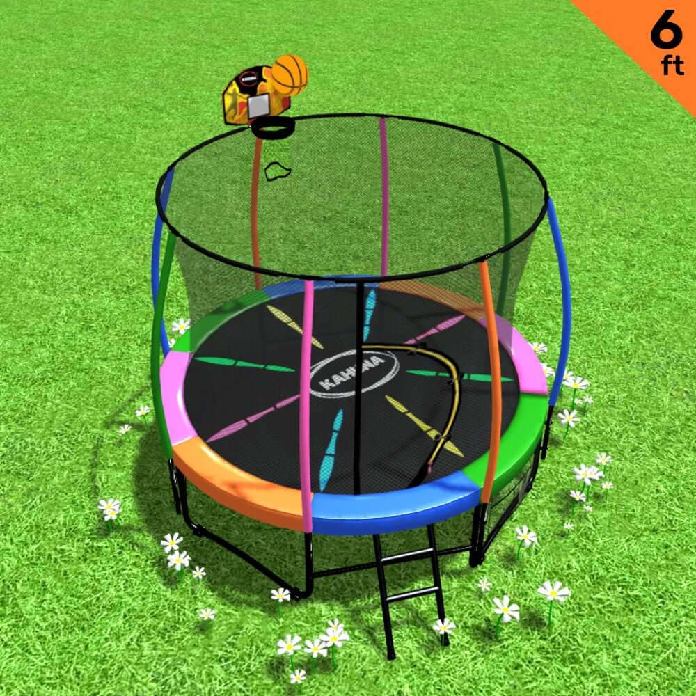 _label_, DSZ Product, feed-cond-new, feed-sl-free shipping, free-shipping, newKahuna Classic 6Ft Trampoline Free Ladder Spring Mat Net Safety Pad Cover Round Enclosure Basketball Set - Rainbow - Premium Sports & Fitness > Trampolines > Trampolines & Accessories from Kahuna ! Shop Online Buy Now at S & D's Value Store Family Business Best Customer Service_label_, DSZ Product, feed-cond-new, feed-sl-free shipping, free-shipping, new