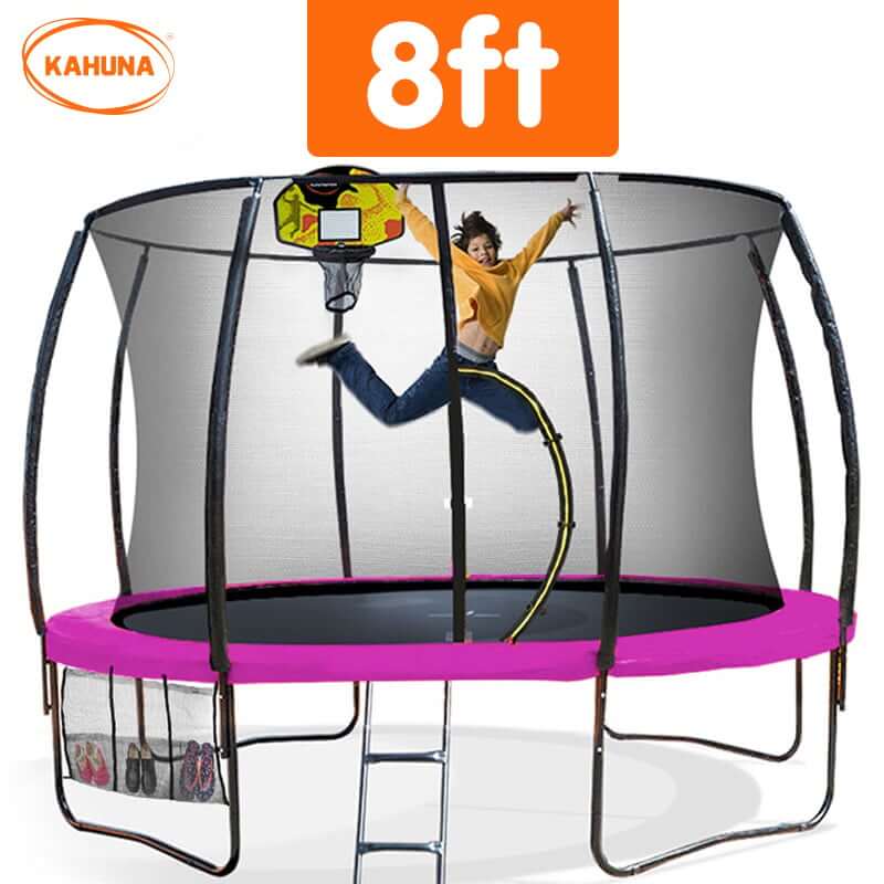 DSZ Product, feed-cond-new, feed-sl-DSZ Freight Payable, newKahuna 8Ft Outdoor Trampoline Kids Children With Safety Enclosure Mat Pad Net Ladder Basketball Hoop Set - Pink - Premium Baby & Kids > Baby & Kid's Toys > Outdoor Play Equipment from Kahuna ! Shop Online Buy Now at S & D's Value Store Family Business Best Customer ServiceDSZ Product, feed-cond-new, feed-sl-DSZ Freight Payable, new