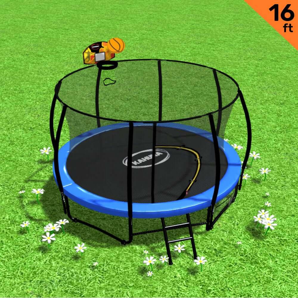 DSZ Product, feed-cond-new, feed-sl-DSZ Freight Payable, newKahuna 16Ft Outdoor Trampoline Kids Children With Safety Enclosure Pad Mat Ladder Basketball Hoop Set - Blue - Premium Baby & Kids > Baby & Kid's Toys > Outdoor Play Equipment from Kahuna ! Shop Online Buy Now at S & D's Value Store Family Business Best Customer ServiceDSZ Product, feed-cond-new, feed-sl-DSZ Freight Payable, new