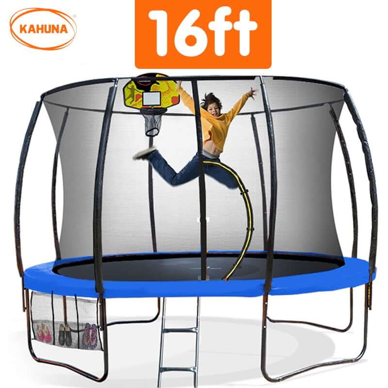 DSZ Product, feed-cond-new, feed-sl-DSZ Freight Payable, newKahuna 16Ft Outdoor Trampoline Kids Children With Safety Enclosure Pad Mat Ladder Basketball Hoop Set - Blue - Premium Baby & Kids > Baby & Kid's Toys > Outdoor Play Equipment from Kahuna ! Shop Online Buy Now at S & D's Value Store Family Business Best Customer ServiceDSZ Product, feed-cond-new, feed-sl-DSZ Freight Payable, new