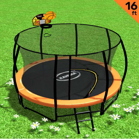 DSZ Product, feed-cond-new, feed-sl-DSZ Freight Payable, newKahuna 16Ft Outdoor Trampoline Kids Children With Safety Enclosure Pad Mat Ladder Basketball Hoop Set - Orange - Premium Baby & Kids > Baby & Kid's Toys > Outdoor Play Equipment from Kahuna ! Shop Online Buy Now at S & D's Value Store Family Business Best Customer ServiceDSZ Product, feed-cond-new, feed-sl-DSZ Freight Payable, new