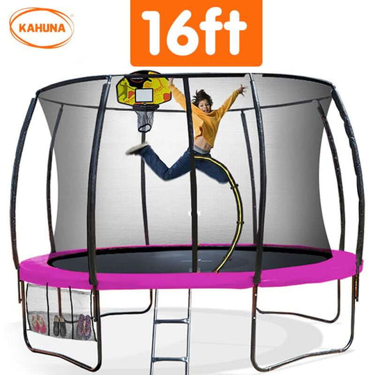 DSZ Product, feed-cond-new, feed-sl-DSZ Freight Payable, newKahuna 16Ft Outdoor Trampoline Kids Children With Safety Enclosure Pad Mat Ladder Basketball Hoop Set - Pink - Premium Baby & Kids > Baby & Kid's Toys > Outdoor Play Equipment from Kahuna ! Shop Online Buy Now at S & D's Value Store Family Business Best Customer ServiceDSZ Product, feed-cond-new, feed-sl-DSZ Freight Payable, new