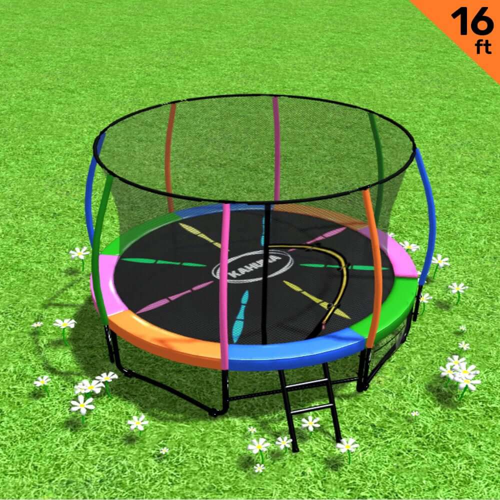 DSZ Product, feed-cond-new, feed-sl-DSZ Freight Payable, newKahuna 16Ft Trampoline Free Ladder Spring Mat Net Safety Pad Cover Round Enclosure - Rainbow - Premium Sports & Fitness > Trampolines > Trampolines & Accessories from Kahuna ! Shop Online Buy Now at S & D's Value Store Family Business Best Customer ServiceDSZ Product, feed-cond-new, feed-sl-DSZ Freight Payable, new