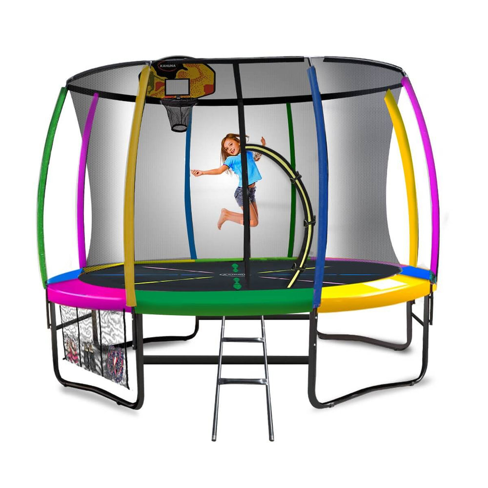 DSZ Product, feed-cond-new, feed-sl-DSZ Freight Payable, newKahuna 16Ft Outdoor Trampoline Kids Children With Safety Enclosure Pad Mat Ladder Basketball Hoop Set - Rainbow - Premium Baby & Kids > Baby & Kid's Toys > Outdoor Play Equipment from Kahuna ! Shop Online Buy Now at S & D's Value Store Family Business Best Customer ServiceDSZ Product, feed-cond-new, feed-sl-DSZ Freight Payable, new