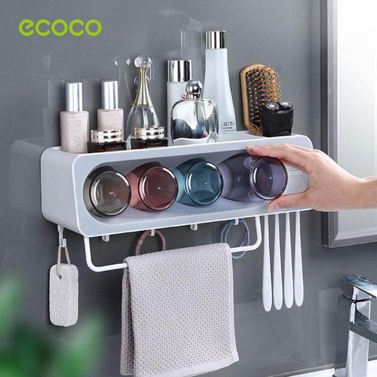 DSZ Product, feed-cond-new, feed-sl-DSZ Freight Payable, newEcoco Wall - Mounted Toothbrush Holder With 4 Cups And 4 Toothbrush Slots Toiletries Bathroom Storage Rack Grey - Premium Home & Garden > Bathroom Accessories > Toothbrush Holders from Ecoco ! Shop Online Buy Now at S & D's Value Store Family Business Best Customer ServiceDSZ Product, feed-cond-new, feed-sl-DSZ Freight Payable, new