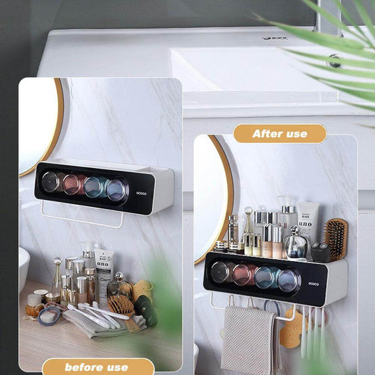 DSZ Product, feed-cond-new, feed-sl-DSZ Freight Payable, newEcoco Wall - Mounted Toothbrush Holder With 4 Cups And 4 Toothbrush Slots Toiletries Bathroom Storage Rack Grey - Premium Home & Garden > Bathroom Accessories > Toothbrush Holders from Ecoco ! Shop Online Buy Now at S & D's Value Store Family Business Best Customer ServiceDSZ Product, feed-cond-new, feed-sl-DSZ Freight Payable, new