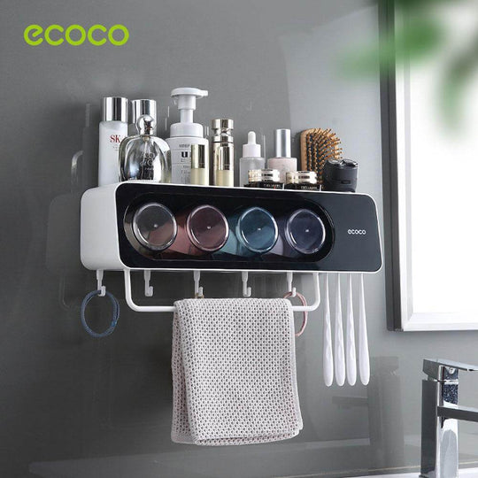 DSZ Product, feed-cond-new, feed-sl-DSZ Freight Payable, newEcoco Wall - Mounted Toothbrush Holder With 4 Cups And 4 Toothbrush Slots Toiletries Bathroom Storage Rack Grey - Premium Home & Garden > Bathroom Accessories > Toothbrush Holders from Ecoco ! Shop Online Buy Now at S & D's Value Store Family Business Best Customer ServiceDSZ Product, feed-cond-new, feed-sl-DSZ Freight Payable, new