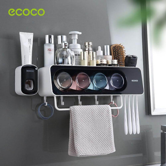 DSZ Product, feed-cond-new, feed-sl-DSZ Freight Payable, newEcoco Wall - Mounted Toothbrush Holder With 4 Cups And 4 Toothbrush Slots Toiletries Bathroom Storage Rack Grey - Premium Home & Garden > Bathroom Accessories > Toothbrush Holders from Ecoco ! Shop Online Buy Now at S & D's Value Store Family Business Best Customer ServiceDSZ Product, feed-cond-new, feed-sl-DSZ Freight Payable, new