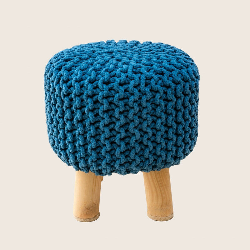 _label_, DSZ Product, feed-cond-new, feed-sl-free shipping, free-shipping, newKids Hand Knitted Cotton Braided Foot Rest Sitting Stool Ottoman (Blue) - Premium Furniture > Bar Stools & Chairs > Table & Bar Stools from La'Grace Home ! Shop Online Buy Now at S & D's Value Store Family Business Best Customer Service_label_, DSZ Product, feed-cond-new, feed-sl-free shipping, free-shipping, new