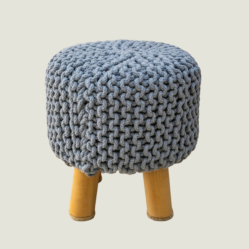 _label_, DSZ Product, feed-cond-new, feed-sl-free shipping, free-shipping, newKids Hand Knitted Cotton Braided Foot Rest Sitting Stool Ottoman (Light Grey) - Premium Furniture > Living Room > Ottomans & Footstools from La'Grace Home ! Shop Online Buy Now at S & D's Value Store Family Business Best Customer Service_label_, DSZ Product, feed-cond-new, feed-sl-free shipping, free-shipping, new