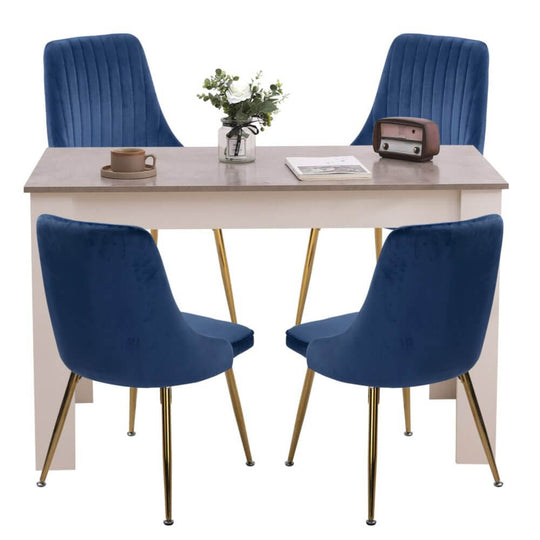 DSZ Product, feed-cond-new, feed-sl-DSZ Freight PayableGrey Rectangular Dining Table with 4x Blue Velvet Chairs - Premium Furniture > Dining > Dining Set from Dreamo ! Shop Online Buy Now at S & D's Value Store Family Business Best Customer ServiceDSZ Product, feed-cond-new, feed-sl-DSZ Freight Payable