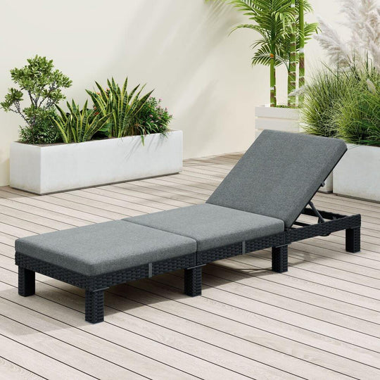 Black Rattan Sunbed With Adjustable Recline