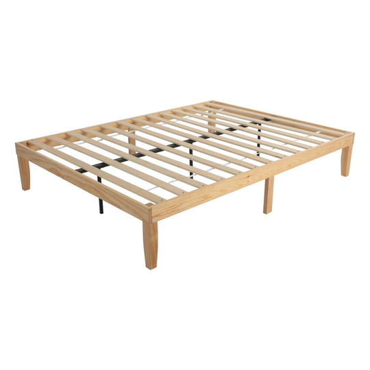 Warm Wooden Natural Bed Base Frame – Double