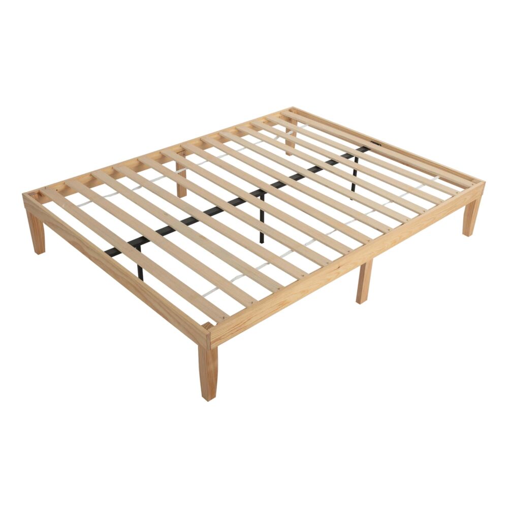 Warm Wooden Natural Bed Base Frame – Double