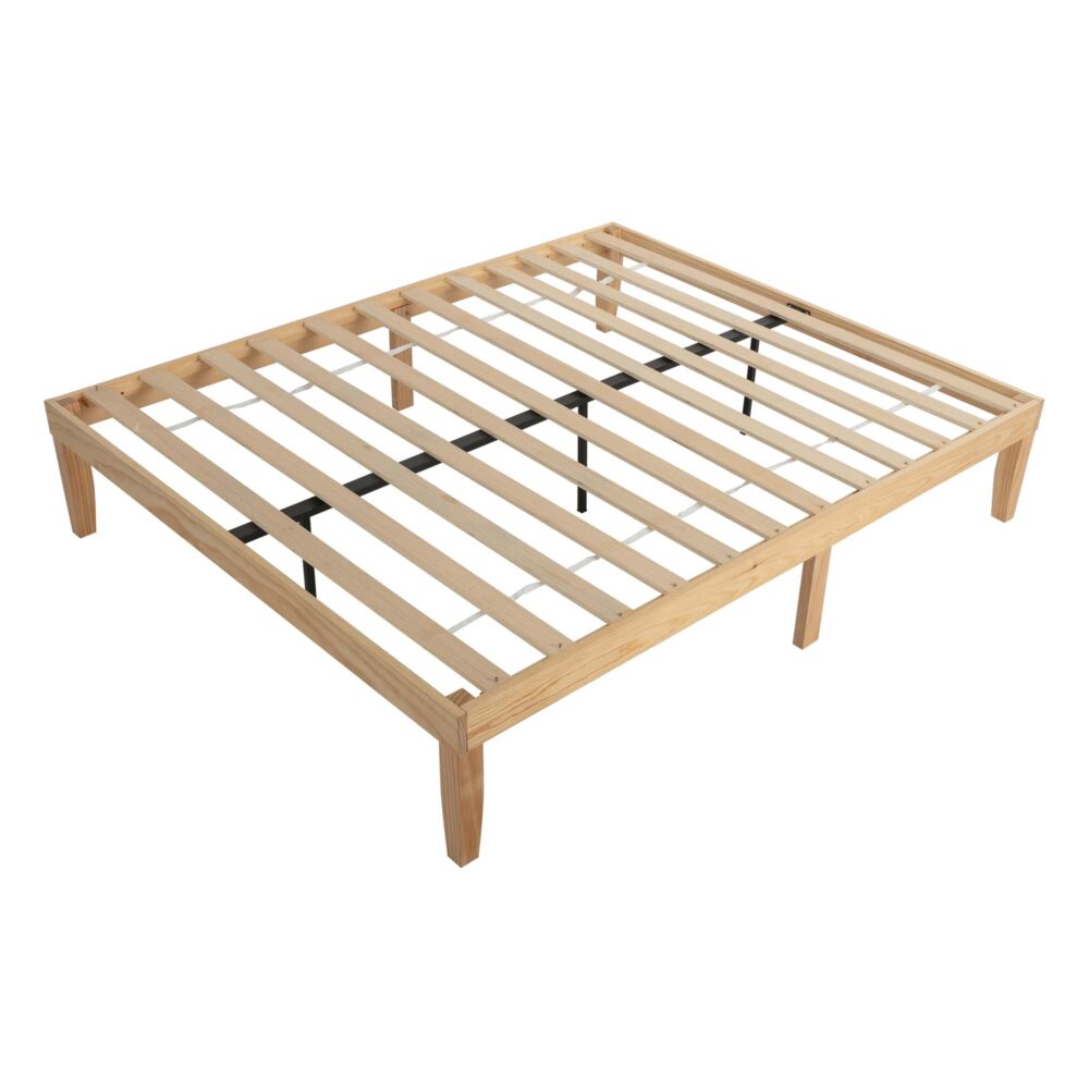 Warm Wooden Natural Bed Base Frame – Double