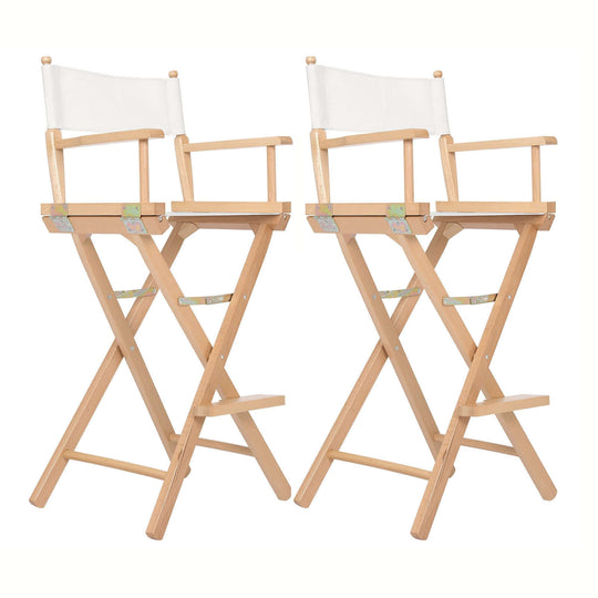 Set of 2 affordable beech wood tall director chairs with a natural finish, perfect for DIY or luxe settings.