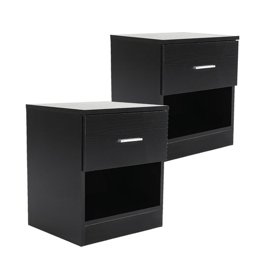 DSZ Product, feed-cond-new, feed-sl-DSZ Freight Payable, new2 X  Bedside Table Side Storage Cabinet Nightstand Bedroom 1 Drawer 1 Shelf Ella - Black - Premium Furniture > Bedroom > Bedside Tables from La Bella ! Shop Online Buy Now at S & D's Value Store Family Business Best Customer ServiceDSZ Product, feed-cond-new, feed-sl-DSZ Freight Payable, new