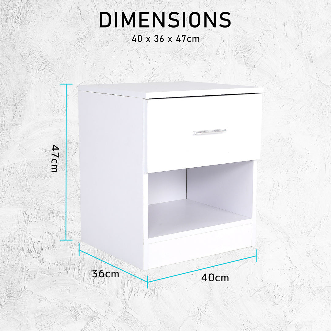 DSZ Product, feed-cond-new, feed-sl-DSZ Freight Payable, new2 X  Bedside Tables Storage Cabinet Nightstand 1 Drawer 1 Shelf Ella White - Premium Furniture > Bedroom > Bedside Tables from La Bella ! Shop Online Buy Now at S & D's Value Store Family Business Best Customer ServiceDSZ Product, feed-cond-new, feed-sl-DSZ Freight Payable, new