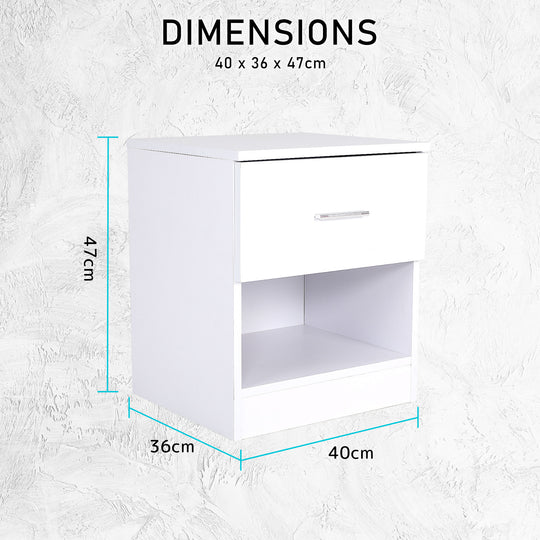 DSZ Product, feed-cond-new, feed-sl-DSZ Freight Payable, new2 X  Bedside Tables Storage Cabinet Nightstand 1 Drawer 1 Shelf Ella White - Premium Furniture > Bedroom > Bedside Tables from La Bella ! Shop Online Buy Now at S & D's Value Store Family Business Best Customer ServiceDSZ Product, feed-cond-new, feed-sl-DSZ Freight Payable, new