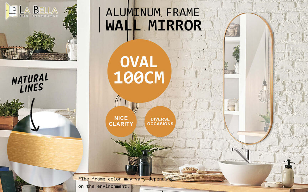 DSZ Product, feed-cond-new, feed-sl-DSZ Freight Payable, new2 Set Wall Mirror Oval Aluminum Frame Bathroom 45 X 100Cm Gold - Premium Home & Garden > Decor > Mirrors from La Bella ! Shop Online Buy Now at S & D's Value Store Family Business Best Customer ServiceDSZ Product, feed-cond-new, feed-sl-DSZ Freight Payable, new