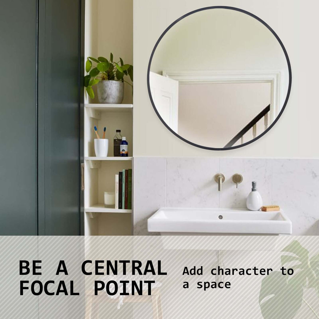 DSZ Product, feed-cond-new, feed-sl-DSZ Freight Payable, new2 Set Wall Mirror Round Aluminum Frame Bathroom 80Cm Black - Premium Home & Garden > Decor > Mirrors from La Bella ! Shop Online Buy Now at S & D's Value Store Family Business Best Customer ServiceDSZ Product, feed-cond-new, feed-sl-DSZ Freight Payable, new