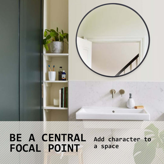 DSZ Product, feed-cond-new, feed-sl-DSZ Freight Payable, new2 Set Wall Mirror Round Aluminum Frame Bathroom 80Cm Black - Premium Home & Garden > Decor > Mirrors from La Bella ! Shop Online Buy Now at S & D's Value Store Family Business Best Customer ServiceDSZ Product, feed-cond-new, feed-sl-DSZ Freight Payable, new