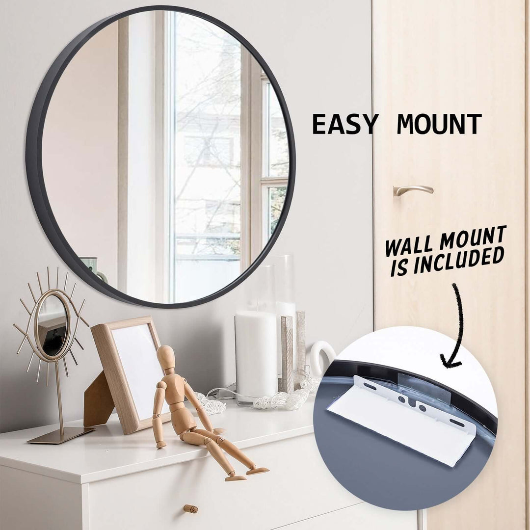 DSZ Product, feed-cond-new, feed-sl-DSZ Freight Payable, new2 Set Wall Mirror Round Aluminum Frame Bathroom 80Cm Black - Premium Home & Garden > Decor > Mirrors from La Bella ! Shop Online Buy Now at S & D's Value Store Family Business Best Customer ServiceDSZ Product, feed-cond-new, feed-sl-DSZ Freight Payable, new