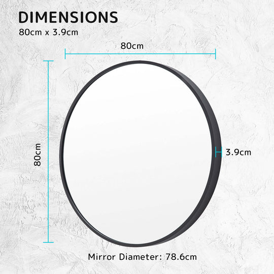 DSZ Product, feed-cond-new, feed-sl-DSZ Freight Payable, new2 Set Wall Mirror Round Aluminum Frame Bathroom 80Cm Black - Premium Home & Garden > Decor > Mirrors from La Bella ! Shop Online Buy Now at S & D's Value Store Family Business Best Customer ServiceDSZ Product, feed-cond-new, feed-sl-DSZ Freight Payable, new